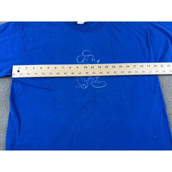 Vintage 90s Walt Disney World Medium Blue Mickey Mouse Embroidered T-Shirt - Picture 7 of 12